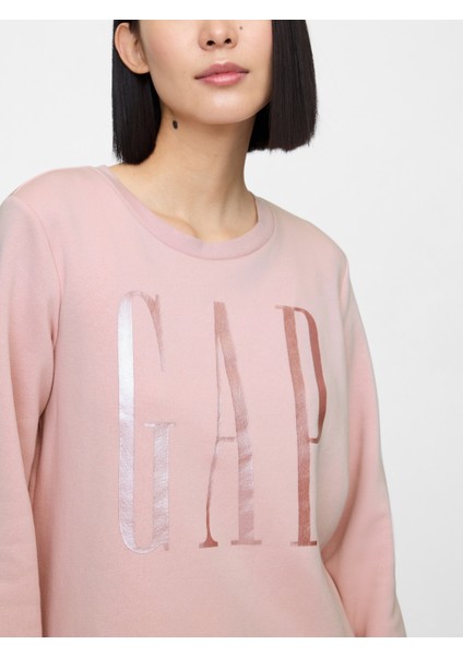 Kadın Pembe Gap Logo Relaxed Fleece Sweatshirt