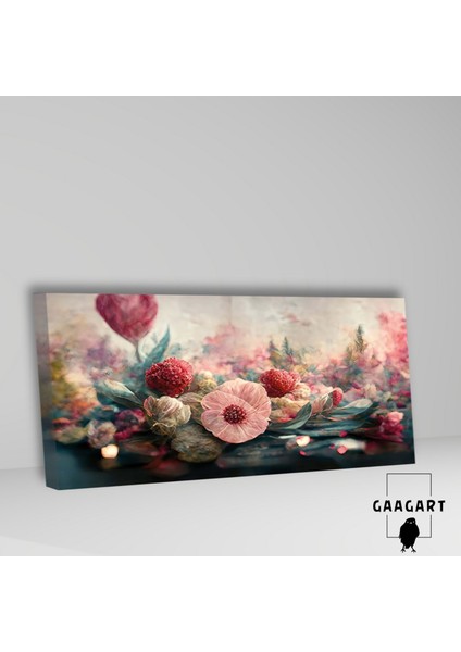 Panoramik Kanvas Duvar Tablosu Pembe Mavi Tonlarda Soyut Görsel fiyatları