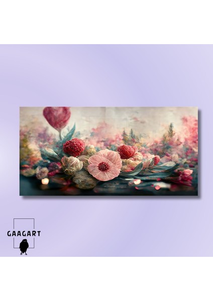 Panoramik Kanvas Duvar Tablosu Pembe Mavi Tonlarda Soyut Görsel modelleri