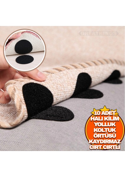 10 Adet Halı Kilim Koltuk Örtüsü Kaydırmaz Sabitleyici Cırt Yıkanabilir Kendinden Yapışkanlı Ped