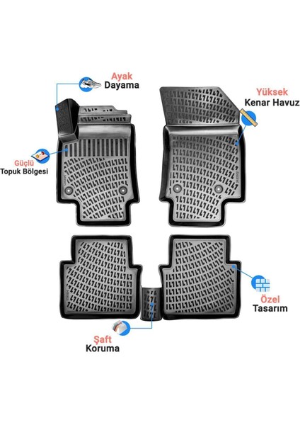 Toyota Auris 2007 Araca Özel Üretim 3D Havuzlu Paspas Ve Bagaj Havuzu fiyatları