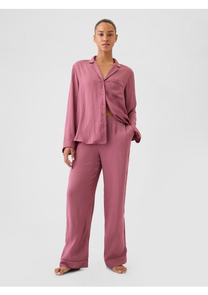 Kadın Pembe Saten Pijama Altı
