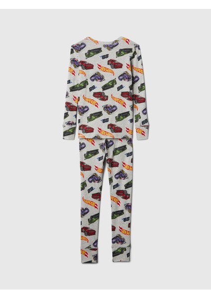 Erkek Çocuk Gri Organik Pamuk Hot Wheels Desenli Pijama Takımı modelleri
