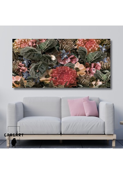 Panoramik Kanvas Duvar Tablosu Karışık Bitkiler Dizaynı