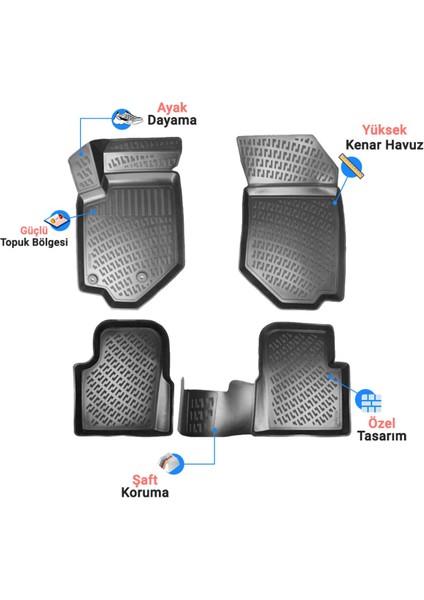Ford Fiesta 2015 Araca Özel Üretim 3D Havuzlu Paspas Ve Bagaj Havuzu fiyatları