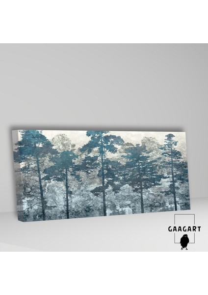 Panoramik Kanvas Duvar Tablosu Mavi Soyut Orman Manzarası fiyatları