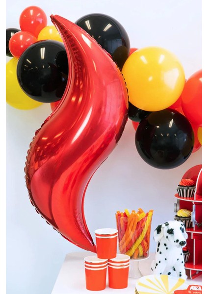 Ateş şeklinde balon seti 3 lü . Itfaiye fire balon konsept folyo balon seti fırsatları