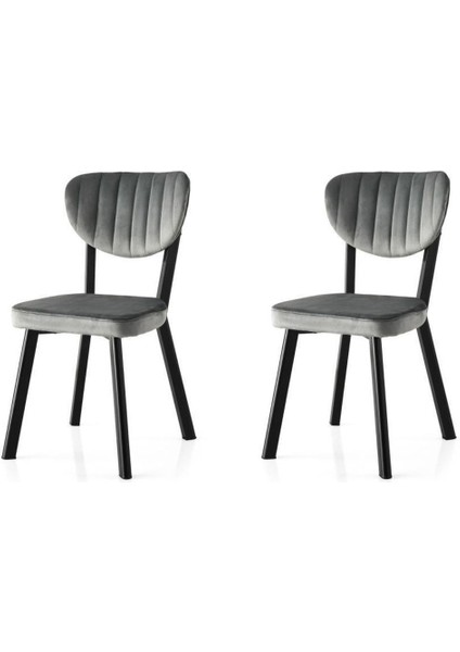 Elma Metal Sandalye Renkli Ayak 2'li Set