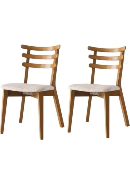 Miray Ağaç Krem Sandalye 2'li