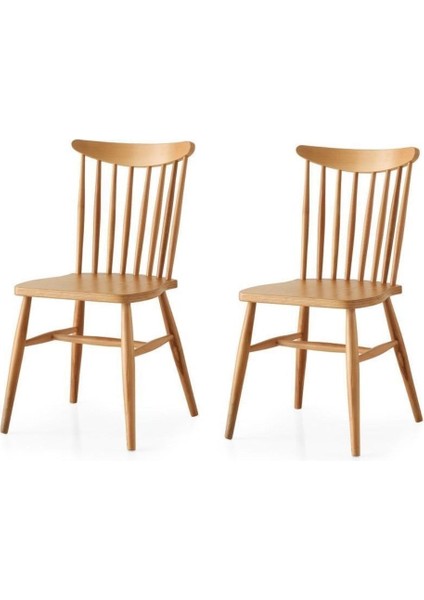 Kırlangıç Ahşap Ağaç Mutfak Sandalyesi 2'li Set