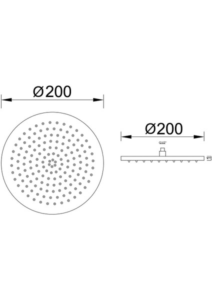 Tepe Duş Başlığı Oval Slim 304 Metal Ø20 cm Siyah KTD105-B