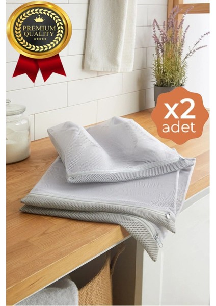 2 Adet Fermuarlı Ayakkabı Yıkama Filesi Beyaz Çamaşır Ayakkabı Düzenleyici