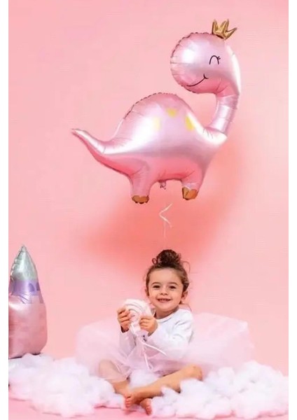 Pembe dinazor folyo balon sevimli pembe dinozor kız doğum günü balonu modelleri