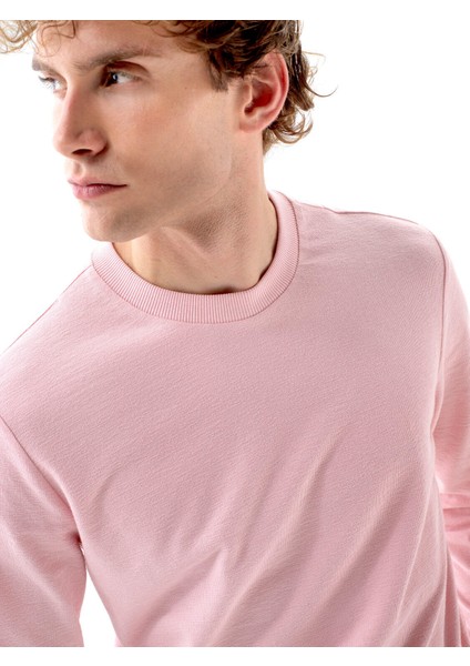 Erkek Pembe Pamuk Dokulu Regular Fit Uzun Kollu Tişört fiyatları