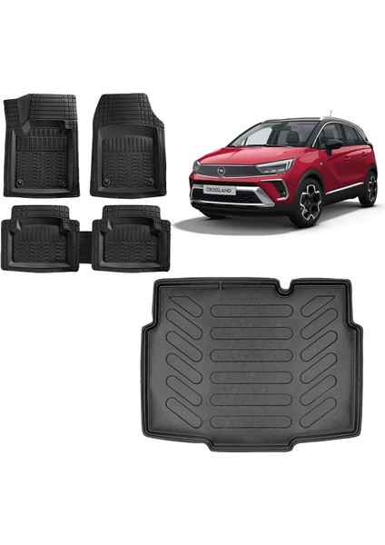 Opel Crossland 2023 Model Alt Kademe 3D Bagaj Havuzu Ve 4D Paspas Takımı Maximum Siyah