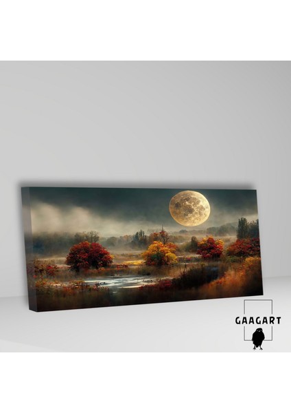 Panoramik Kanvas Duvar Tablosu Dolunay ve Doğa Manzarası fiyatları