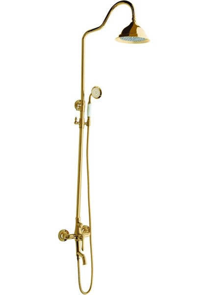 Rustik Kolonlu Bataryalı Tepe Duş Seti Vintage Gold Altın KDS100-G