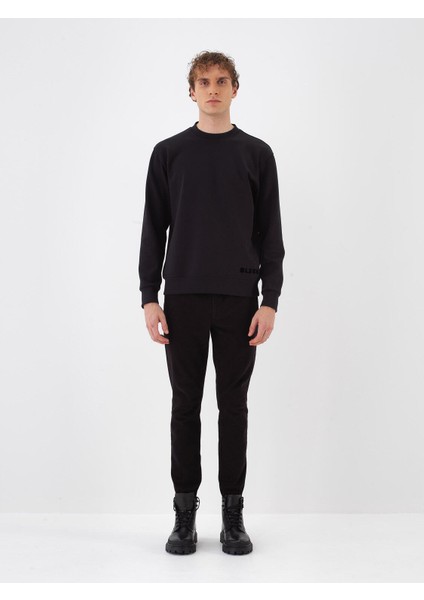 Erkek Siyah Pamuk Dokulu Regular Fit Sweatshirt