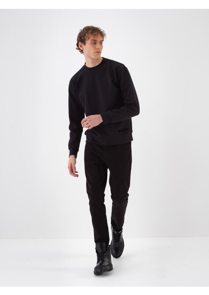 Erkek Siyah Pamuk Dokulu Regular Fit Sweatshirt fiyatları