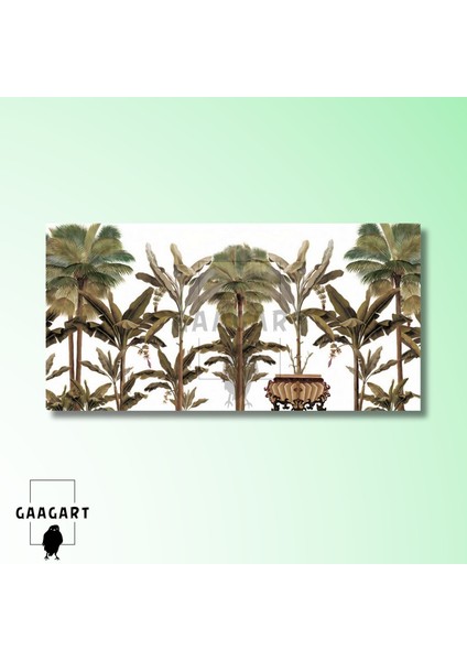 Panoramik Kanvas Duvar Tablosu Yeşil Kahverengi Bambular modelleri