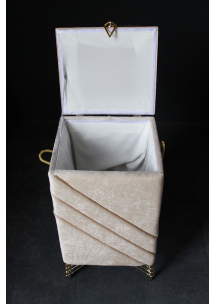 Büyük Boy Çapraz Metalli Çeyizlik Çamaşır Sepeti, Ahşap, 16 L, Bej fiyatları