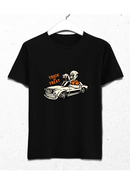 Trick Or Treat Halloween Özel Tasarım Erkek Tişört Siyah %100 Pamuklu