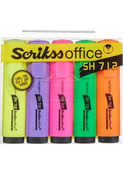 Office SH712 Fosforlu Kalem 5'li Blister Paket Karışık Renk