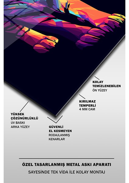 Renkli Kaplan Illüstrasyon Dekoratif Dikey Cam Tablo fırsatları