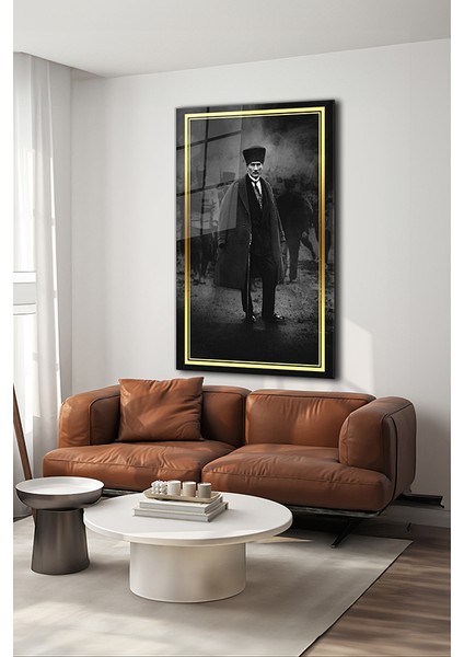 Atatürk Siyah 2 Beyaz Dikey Cam Tablo modelleri