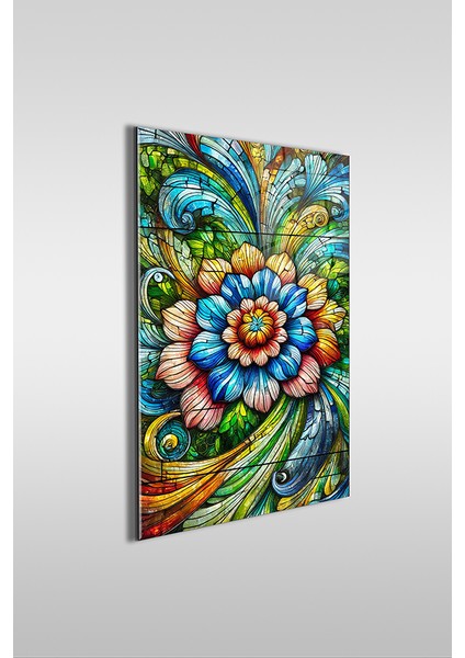 Vitray Stil Çiçekler Dikey Cam Tablo fiyatları