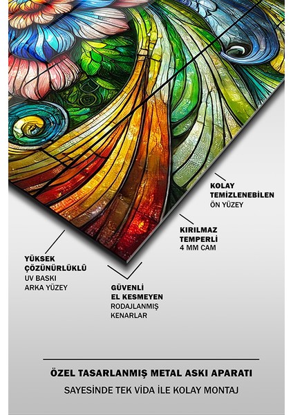 Vitray Stil Çiçekler Dikey Cam Tablo fırsatları