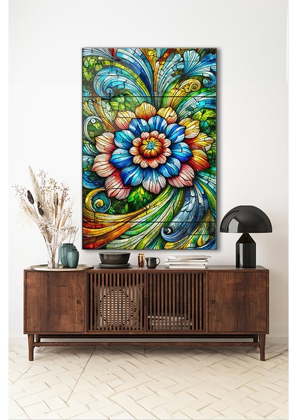 Vitray Stil Çiçekler Dikey Cam Tablo indirimleri