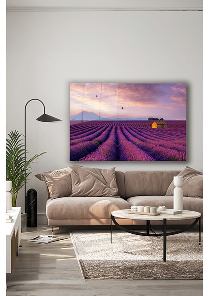 Mor Lavanta Bahçesi Yatay Cam Tablo indirimleri