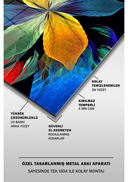 Soyut Tasarım Çiçek Kare Cam Tablo fırsatları