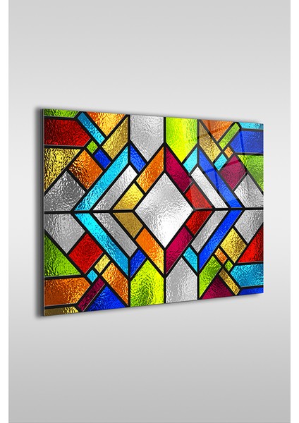 Vitraj Stil Geometrik Desen Dekoratif Yatay Cam Tablo fiyatları