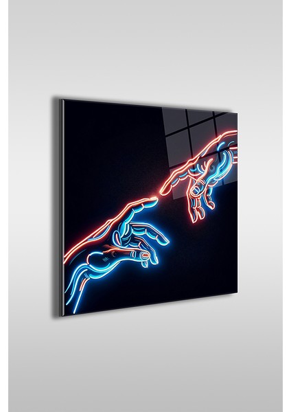 Neon Stil Tanrının Eli Kare Cam Tablo fiyatları