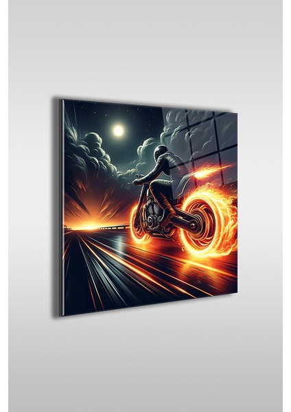 Ateşli Motorcu Kare Cam Tablo fiyatları