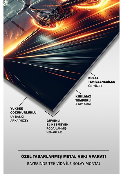 Ateşli Motorcu Kare Cam Tablo fırsatları