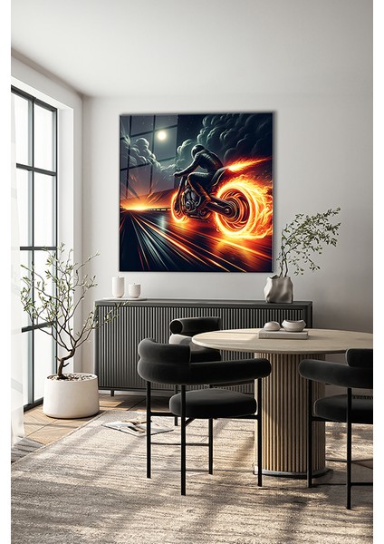 Ateşli Motorcu Kare Cam Tablo indirimleri