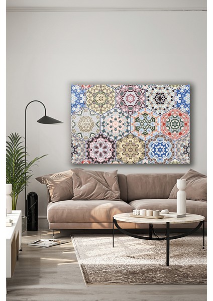 Beşgen Soyut Fayans Desen Yatay Cam Tablo indirimleri