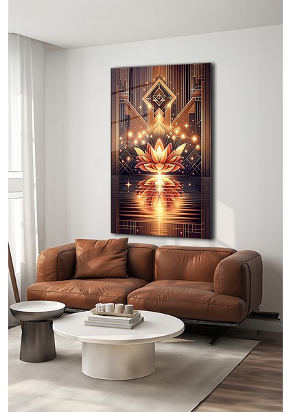 Soyut Lotus Modern Dikey Cam Tablo modelleri