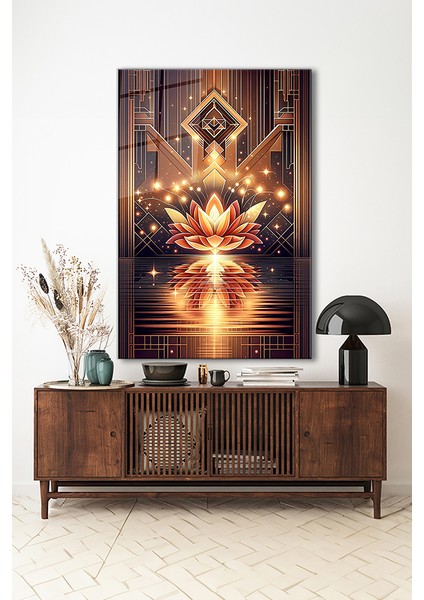 Soyut Lotus Modern Dikey Cam Tablo indirimleri