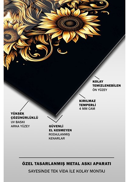 Aslan Burcu 2 Dekoratif Dikey Cam Tablo