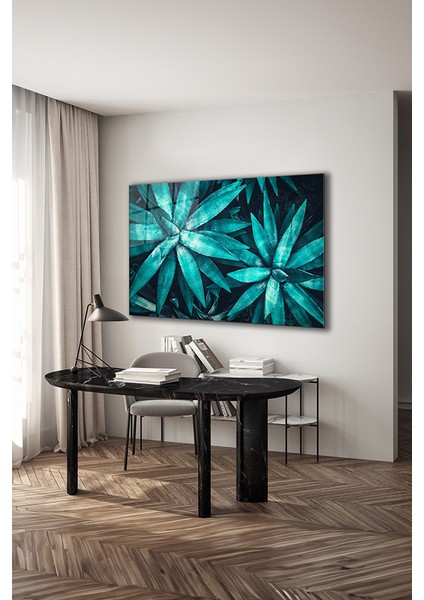 Muz Ağacı Yaprakları Yakın Çekim Yatay Cam Tablo modelleri