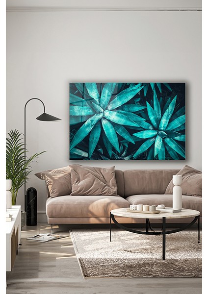 Muz Ağacı Yaprakları Yakın Çekim Yatay Cam Tablo indirimleri