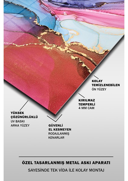 Mavi ve Mor Mermer Soyut Dikey Cam Tablo fırsatları