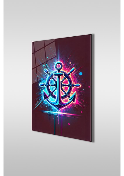 Dümen ve Çapa 2 Dekoratif Dikey Cam Tablo