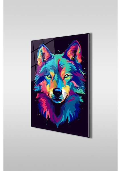 Kurt Renkli Illustrasyon Dikey Cam Tablo