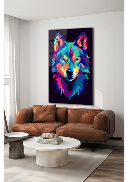 Kurt Renkli Illustrasyon Dikey Cam Tablo modelleri