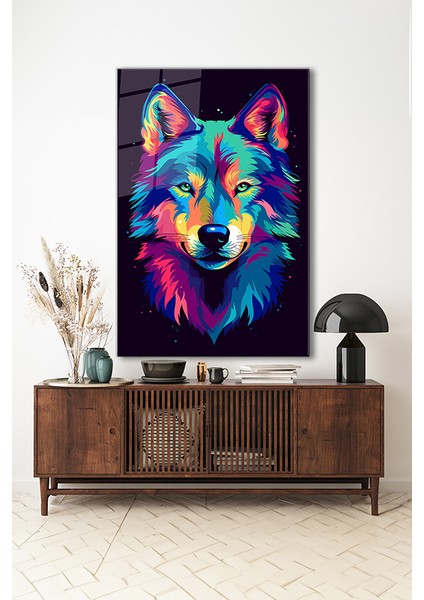 Kurt Renkli Illustrasyon Dikey Cam Tablo indirimleri